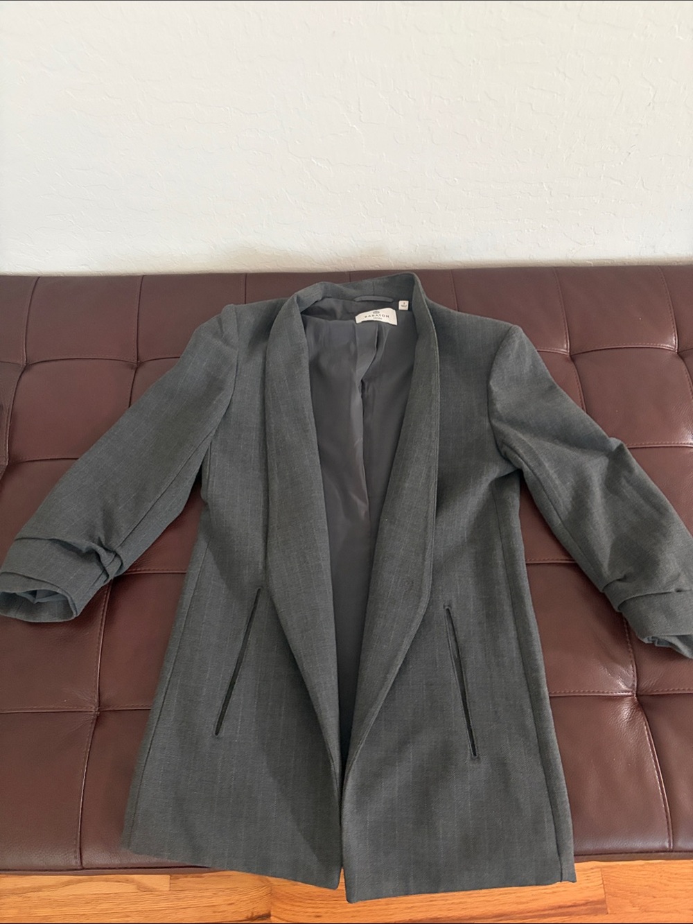 Aritizia: Babaton Dark Gray Longline Open Blazer